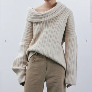 Source Unknown Oversized High Roll Knit Pullover Birch one size